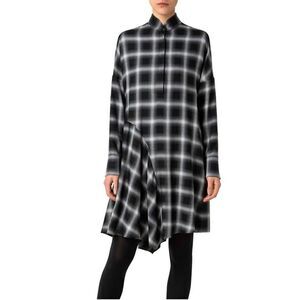 Akris Punto Women’s Shadow Tartan Check High Mock Neck Dress